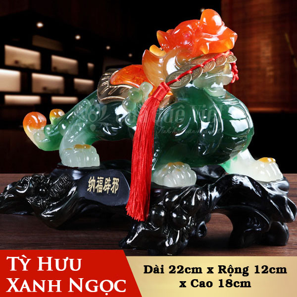 Tỳ Hưu Phong Thủy Xanh Ngọc Đỏ Size 22cm