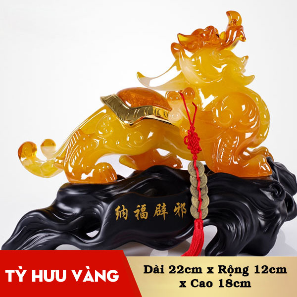 Tỳ Hưu Phong Thủy Vàng Ngọc Đỏ Size 22cm